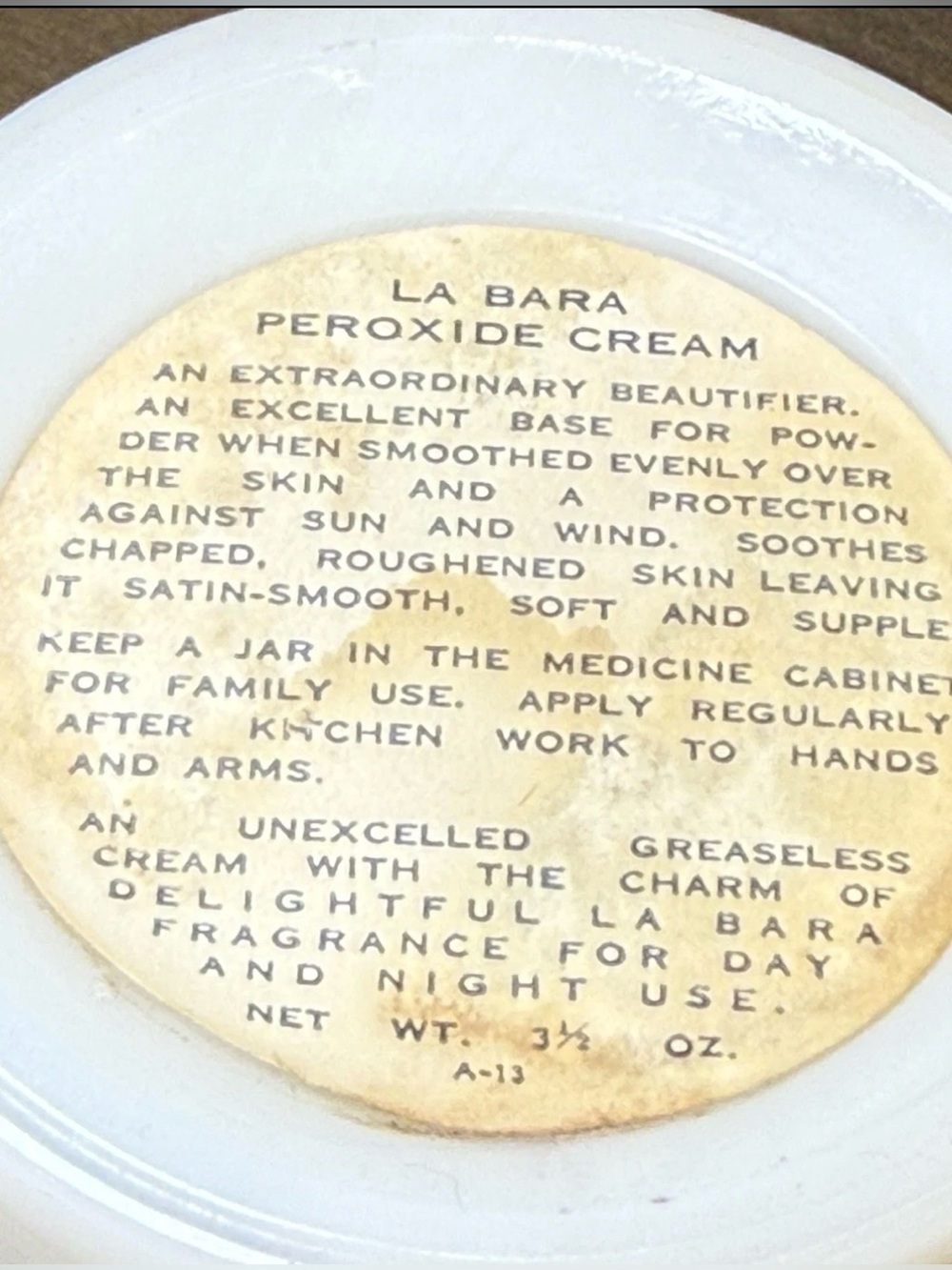 Antique 1920 Milk Glass Jar / Canister With Screw On Lid Peroxide Cream 2.25"T - Picture 5 of 7